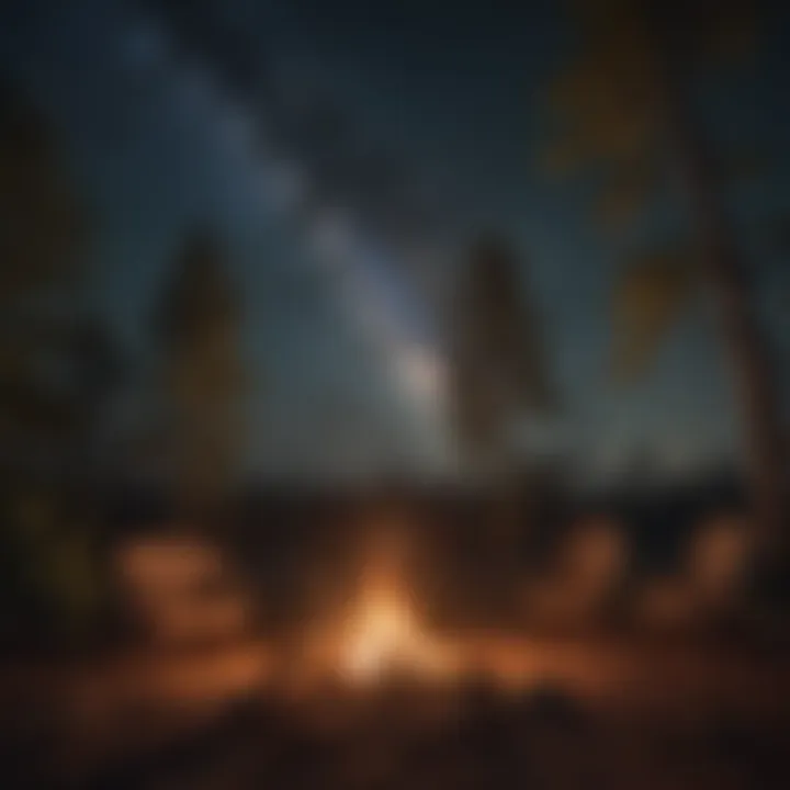 Campfire under starry sky