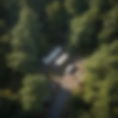 An overhead view of a well-equipped campground featuring modern amenities for comfort.