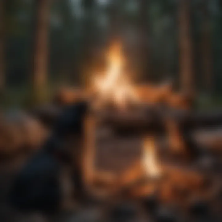 Campfire Bonding Under the Stars Cozy campfire scene with a dog in New Hampshire