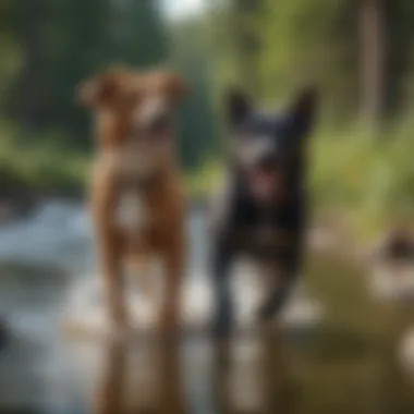 Riverside Joy for Paws and Claws Happy dog playing in a river near a New Hampshire campground