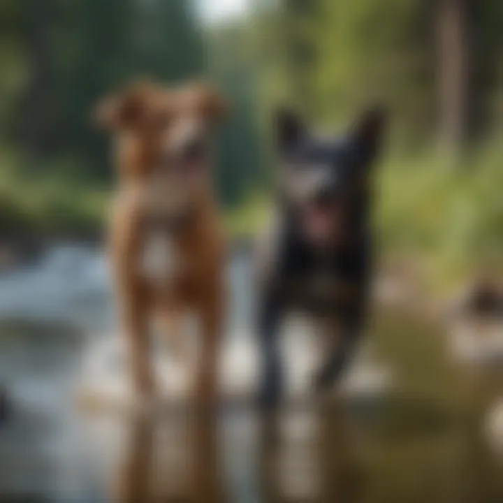 Riverside Joy for Paws and Claws Happy dog playing in a river near a New Hampshire campground