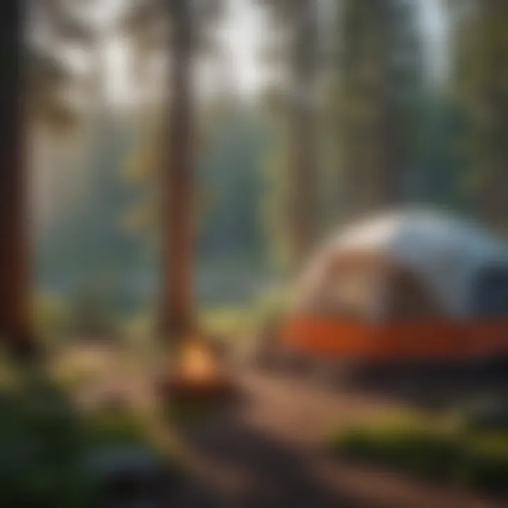 Peaceful Campsite Surrounded by Nature Campsite nestled among tall pine trees