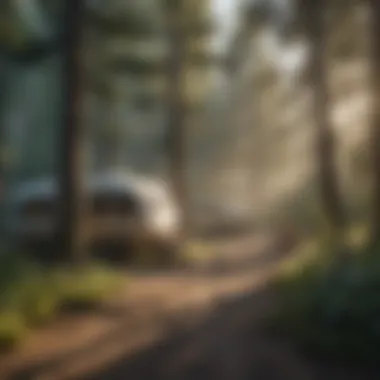 Picturesque Campground Amidst Nature A serene view of a picturesque campground surrounded by trees