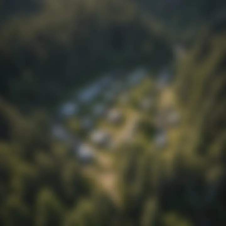 An aerial view showcasing the expansive beauty of Vail's campgrounds amid lush greenery.