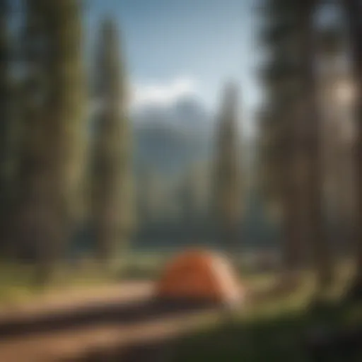 Scenic view of a vibrant campground nestled in the Vail forest with towering pines.