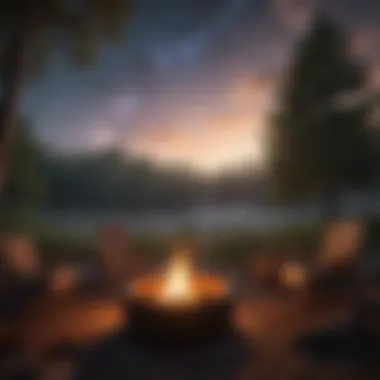 A cozy campfire under a starlit sky