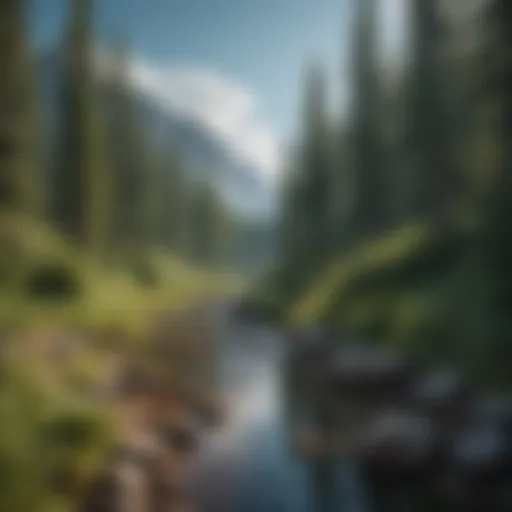 A serene view of the Canadian Valley landscape showcasing lush forests and waterways