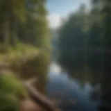 A breathtaking view of Caney Lake surrounded by lush greenery