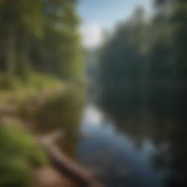 A breathtaking view of Caney Lake surrounded by lush greenery