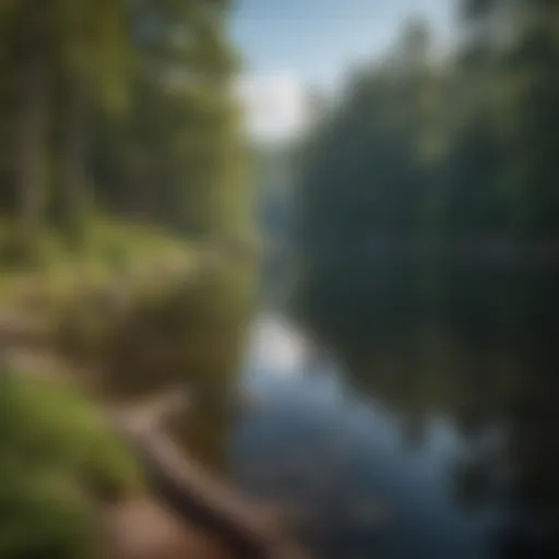 A breathtaking view of Caney Lake surrounded by lush greenery
