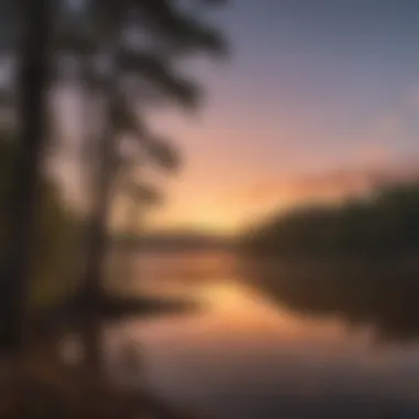 A tranquil sunset view over Caney Lake