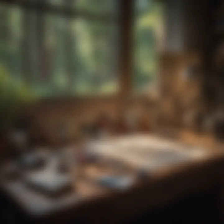 Creative Workspace with Art Supplies Creative workspace with art supplies