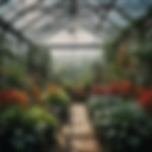 A vibrant greenhouse filled with diverse plant species