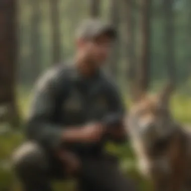 Wildlife biologist conducting field research with animals