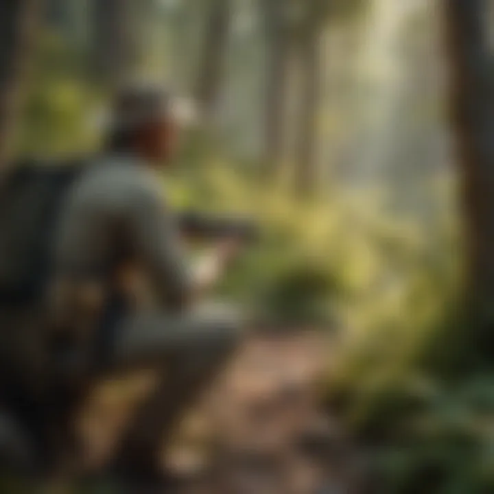 Park ranger monitoring wildlife activity in national park