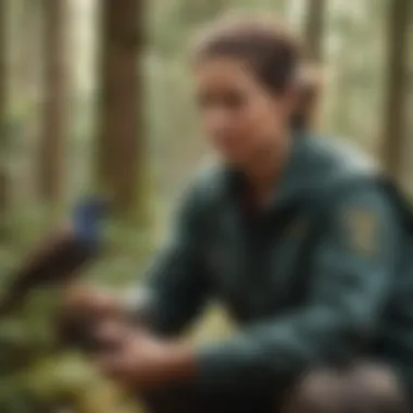 Wildlife Rehabilitation Specialist in Action A wildlife rehabilitation specialist caring for an injured bird