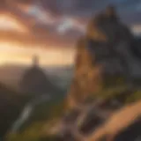 Majestic view of Chimney Rock against a sunset sky