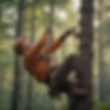 Professional Arborist Using Rope and Harness