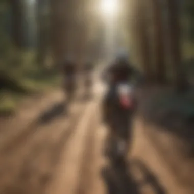 Community of Riders Group of dirtbikers enjoying a sunny day on an open trail