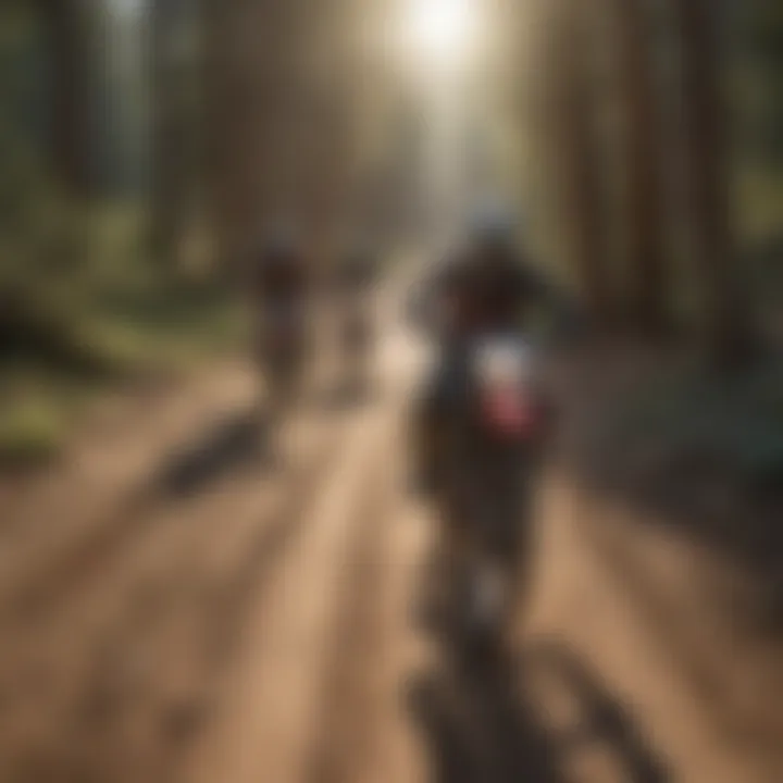Community of Riders Group of dirtbikers enjoying a sunny day on an open trail