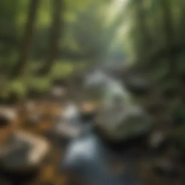 Crystal clear stream flowing through Kentucky forest