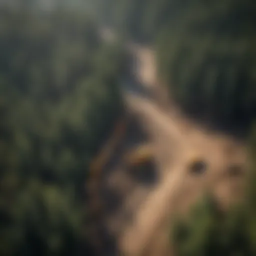 Aerial view of forestry construction site