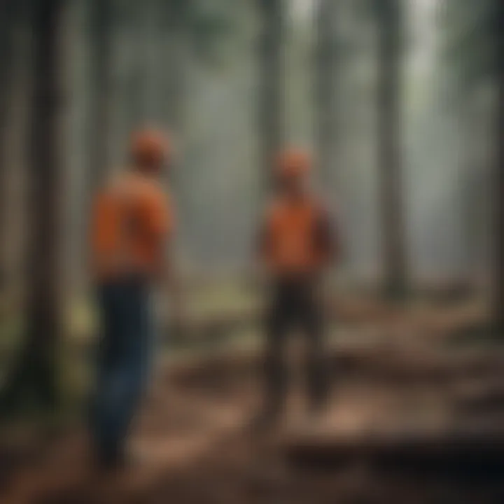 Skilled forestry construction workers collaborating on a project