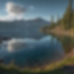 Majestic view of Crater Lake with deep blue waters reflecting the sky