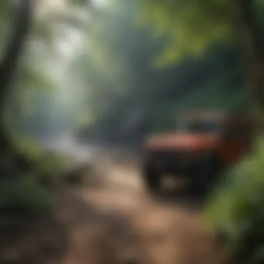 Adventure Awaits on the Hiking Trail Hiking trail leading to Cumberland Falls with lush greenery