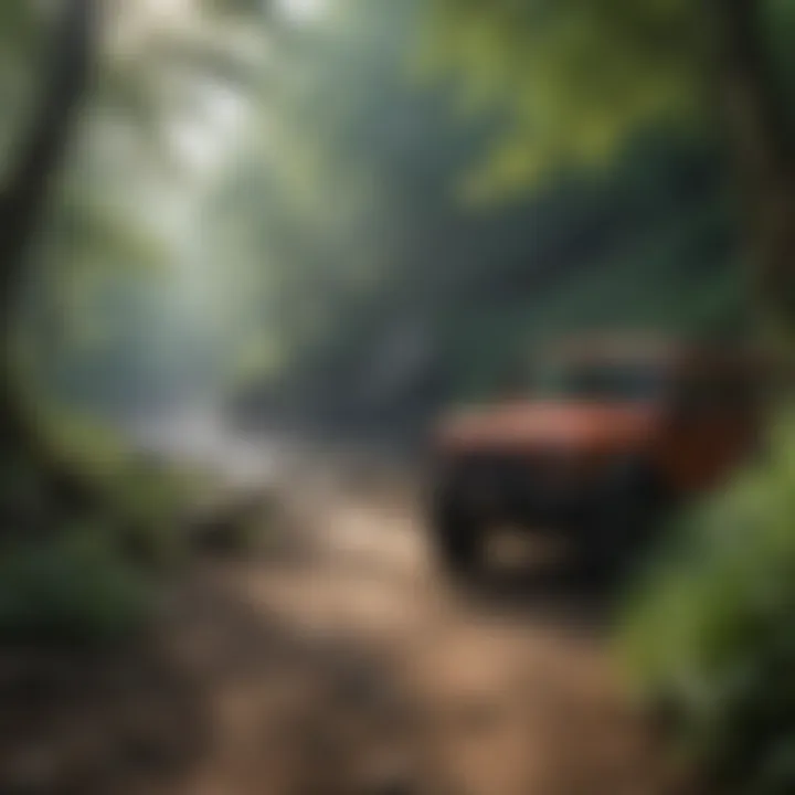 Adventure Awaits on the Hiking Trail Hiking trail leading to Cumberland Falls with lush greenery