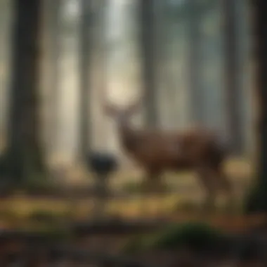 An innovative wildlife observation setup with cameras and screens displaying live deer footage.