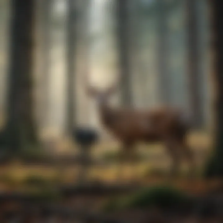 An innovative wildlife observation setup with cameras and screens displaying live deer footage.