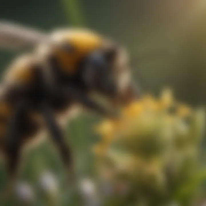 Bumblebee gathering nectar from a blooming wildflower