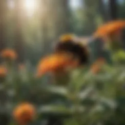 Bumblebee pollinating a vibrant flower