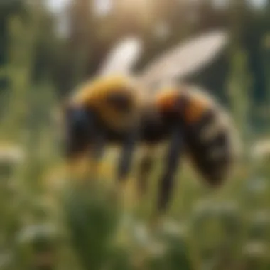 Close-up of a rare bumblebee species in a lush meadow