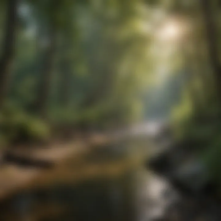 A serene view of the creek winding through the park