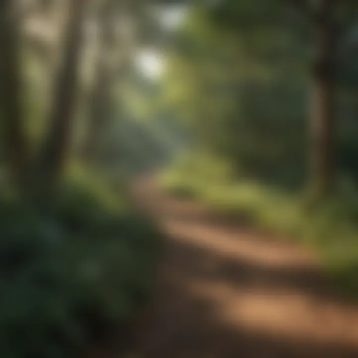 Panoramic view of a lush hiking trail in East Texas