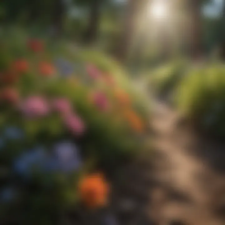 Close-up of vibrant wildflowers along a hiking path