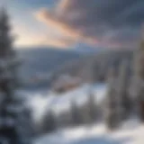 A panoramic view of Eldora Mountain Resort during winter, showcasing its slopes and trees covered in snow.