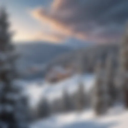 Eldora Mountain Resort Winter Wonderland A panoramic view of Eldora Mountain Resort during winter, showcasing its slopes and trees covered in snow.