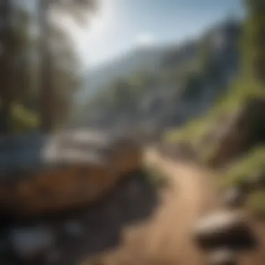 A close-up of Eldora's unique terrain features, including rock formations and alpine vegetation.