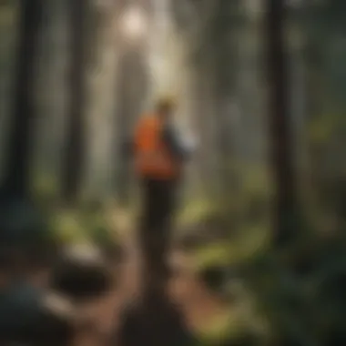 Conducting Surveys in Nature Forestry worker conducting a survey in a pristine natural setting