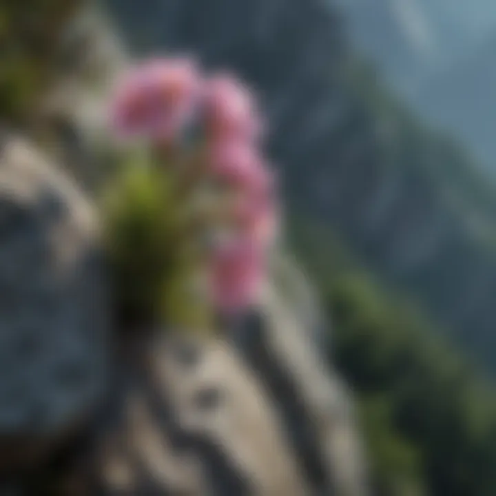 Fragile Alpine Flower on a Precipitous Cliff