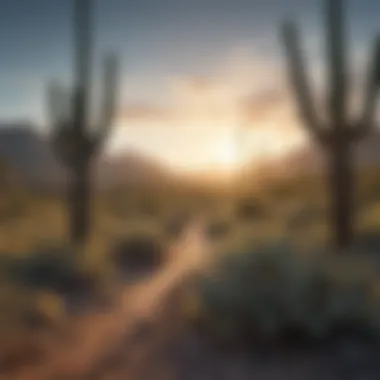 A vibrant desert landscape showcasing saguaros and local wildlife