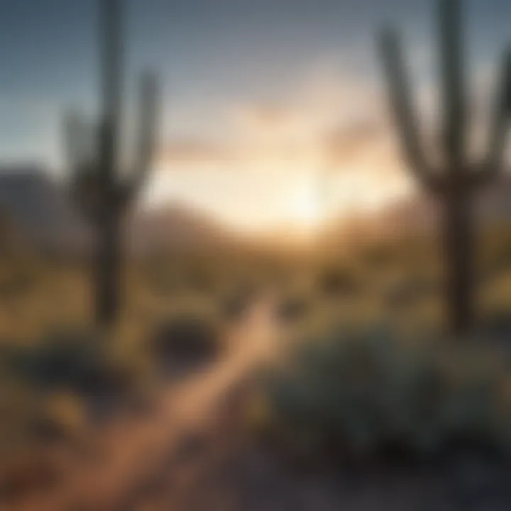A vibrant desert landscape showcasing saguaros and local wildlife