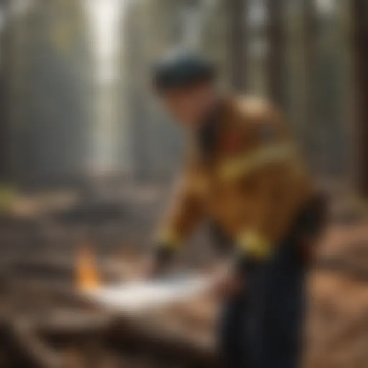 Fire inspector reviewing fire prevention measures in rural area