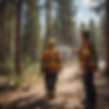 Firefighter conducting fire safety inspection in a residential area of Colorado Springs