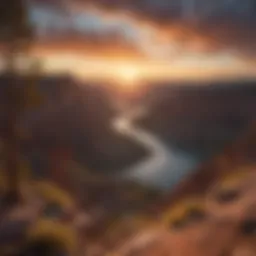 A scenic view of Flaming Gorge showcasing the vibrant colors of the landscape during sunset.