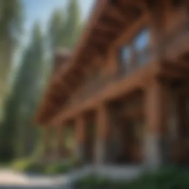 Architectural details of Flathead Lodge showcasing its unique design.