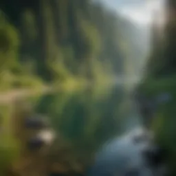 Lush scenery along the Flathead River showcasing its natural beauty